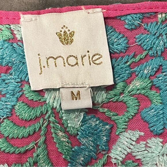 J. Marie Pink Embroidered Linen Hannah Top Size Medium - Picture 9 of 10